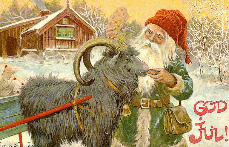 Julbock med tomte av Jenny Nyström